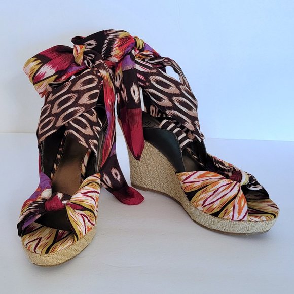 A.N.A Printed Textile Espadrille Wedges 9M EUC - Picture 10 of 10